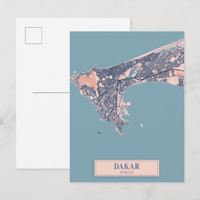 Dakar Senegal Afrika Windige Stadtkarte Reise Postkarte (Vorne/Hinten)