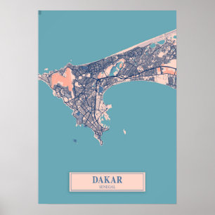 Dakar - Senegal Breezy City Map Poster