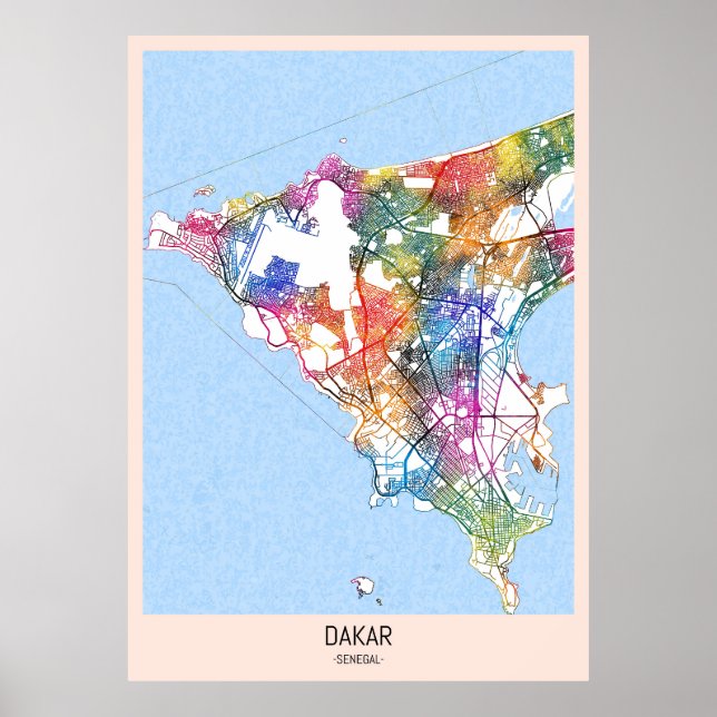 Dakar Senegal City Map Poster (Vorne)