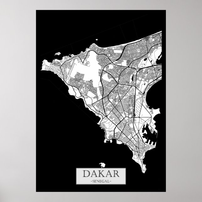 Dakar Senegal Karte Poster (Vorne)