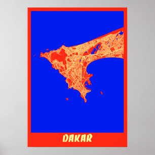 Dakar - Senegal Retro City Map Poster