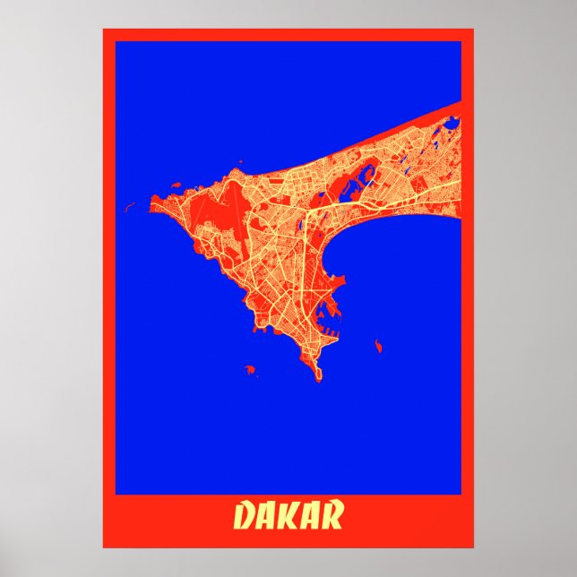 Dakar - Senegal Retro City Map Poster (Vorne)
