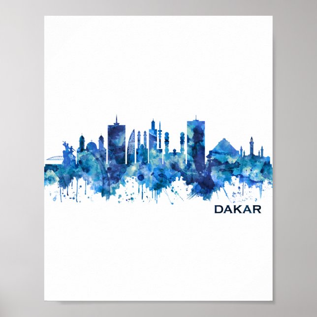 Dakar Senegal Skyline Blue Poster (Vorne)
