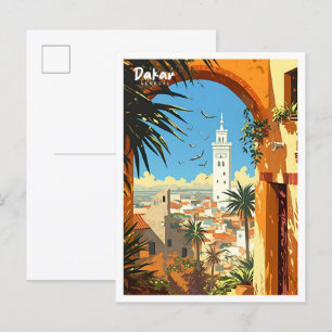Dakar Senegal Vintage-Kunst-Illustration Reise Postkarte