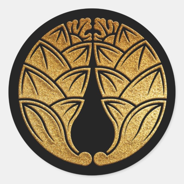 Daki Myoga Kamon im Gold-Siegel Runder Aufkleber (Vorderseite)