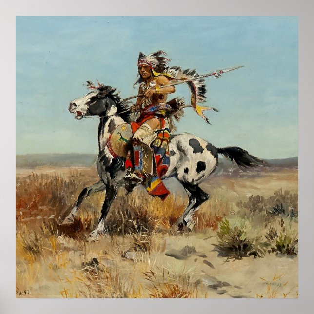 "Dakota Chief" von Charles M Russell Poster (Vorne)