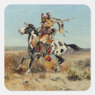 "Dakota Chief" von Charles M Russell Quadratischer Aufkleber