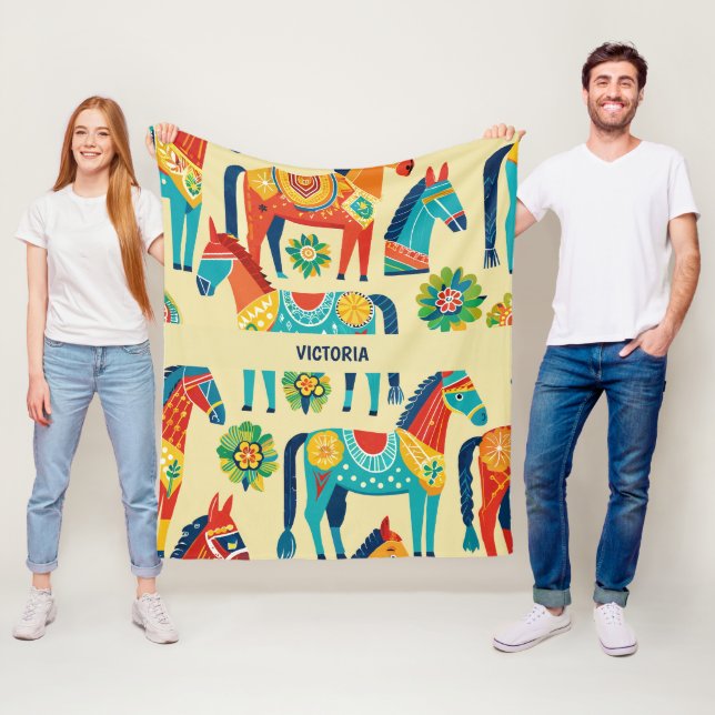 Dala Hora Watercolor Benutzerdefiniertes Muster Fleecedecke (Beispiel)