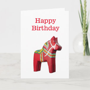 Dala Horse Birthday Card Karte