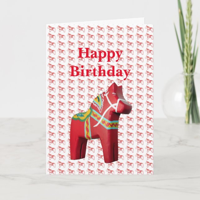 Dala Horse Birthday Card Karte (Vorderseite)