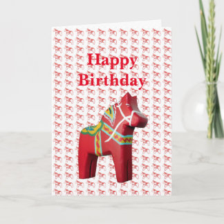 Dala Horse Birthday Card Karte