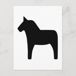 Dala Horse Black Postcard Postkarte