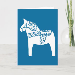 Dala Horse Blue Feiertagskarte