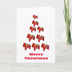 Dala Horse Christmas Tree Card Feiertagskarte