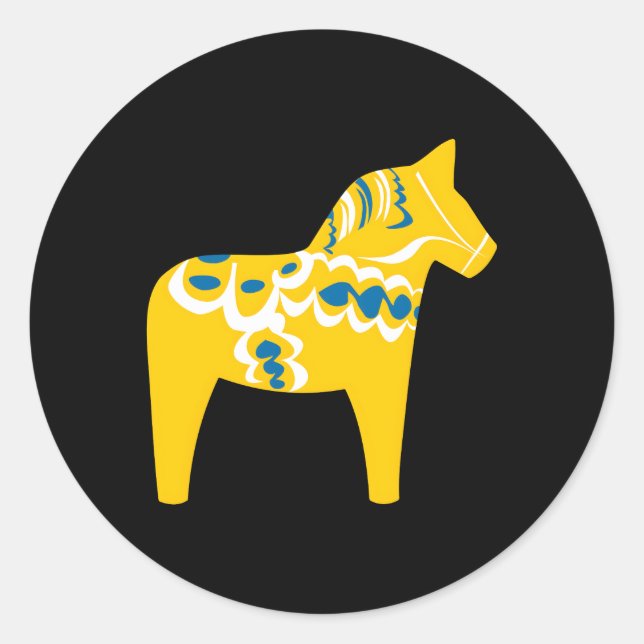 Dala Horse Dalarna Schweden Schweden Schweden Schw Runder Aufkleber (Vorderseite)