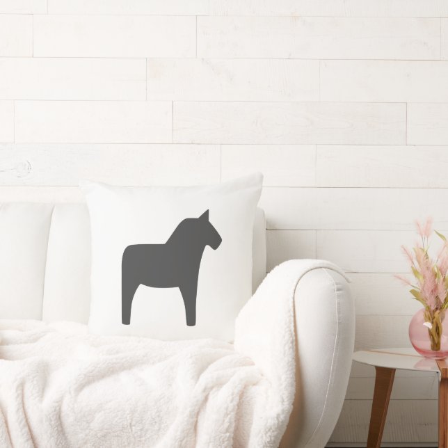 Dala Horse Dark Gray Throw Kissen (Liege)