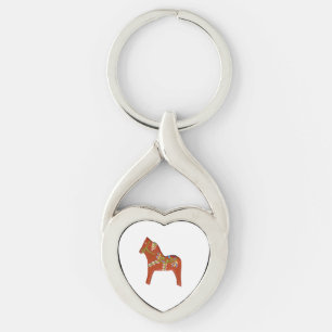Dala Horse Heart Shaped Key Ring Schlüsselanhänger