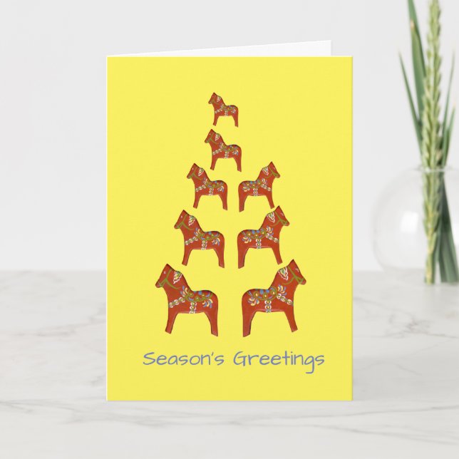 Dala Horse Holiday Card Feiertagskarte (Vorderseite)