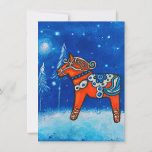 Dala Horse II im Winter Feiertagskarte