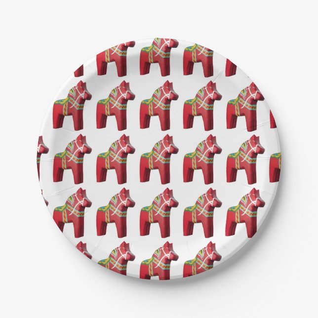 Dala Horse Paper Plate Pappteller (Vorderseite)