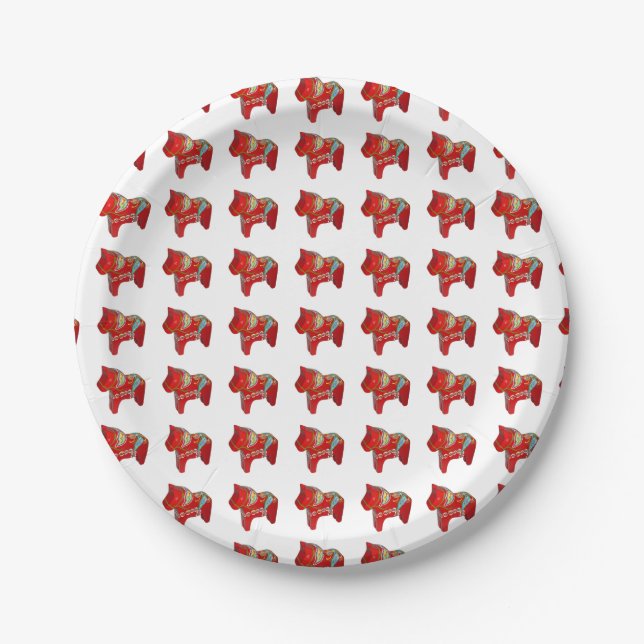 Dala Horse Paper Plate Pappteller (Vorderseite)