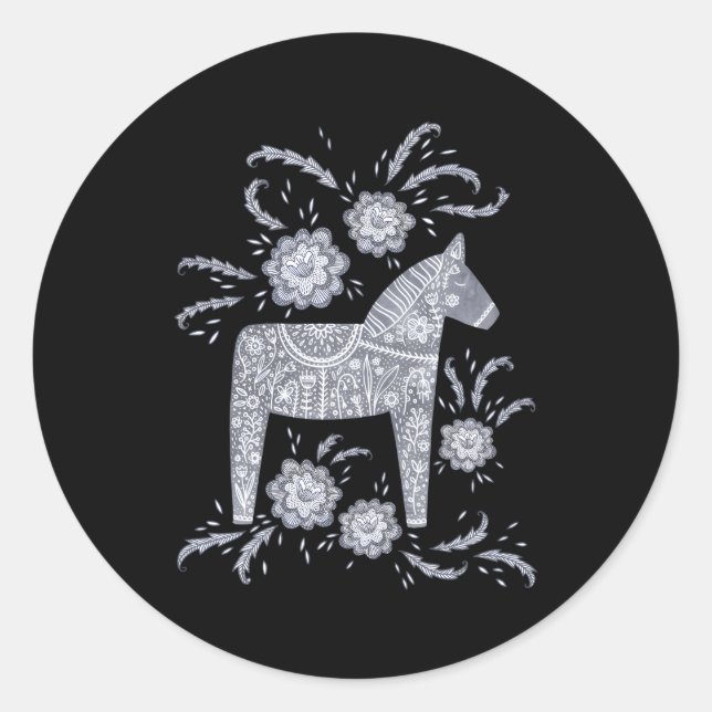 Dala Horse Schwedisch Runder Aufkleber (Vorderseite)