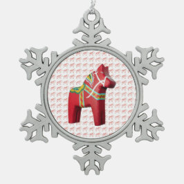 Dala Horse Snowflake Weihnachtsschmuck Schneeflocken Zinn-Ornament