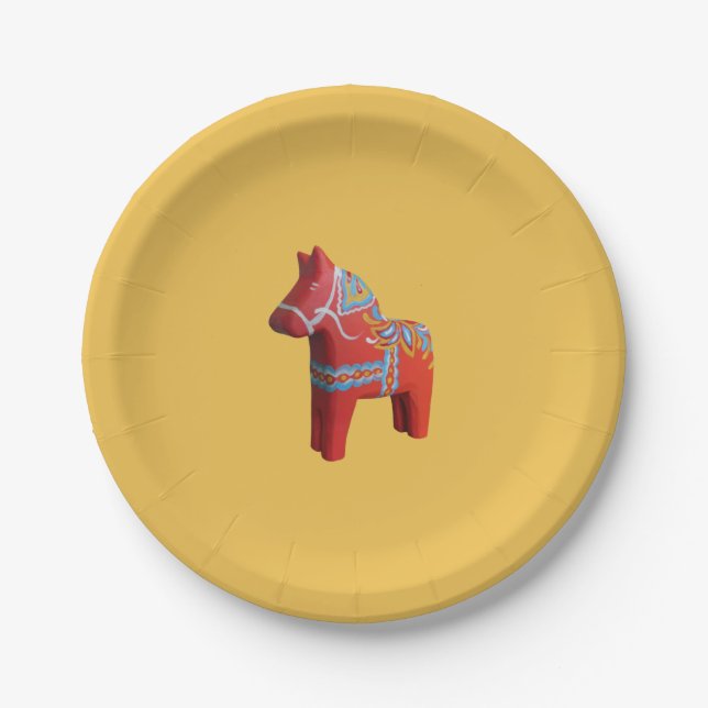 Dala Horse von Julia Paper Plate Pappteller (Vorderseite)