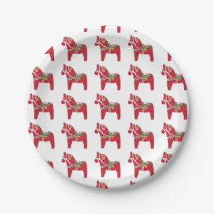 Dala Horse von Julia Persson-Morrill Papierplatte Pappteller