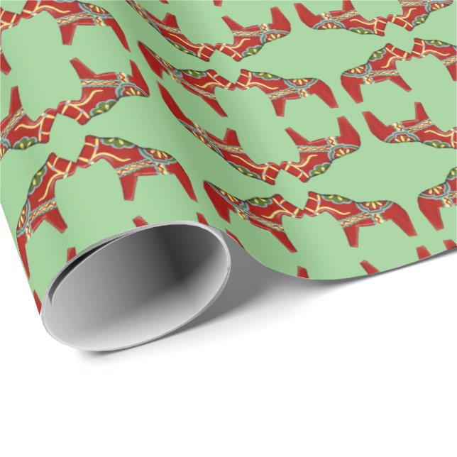 Dala Horse Weihnachtswrapping Paper Geschenkpapier (Rolleneckpunkt)