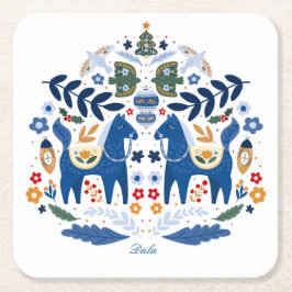 Dala Horse - Zuhause Sweet Zuhause Rechteckiger Pappuntersetzer