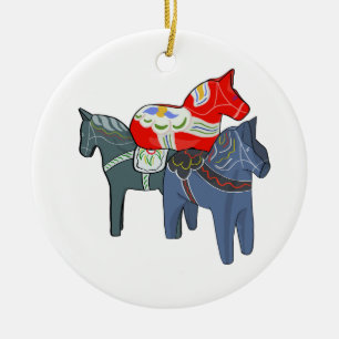 Dala Horses Square Keramik Ornament
