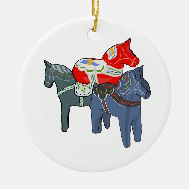 Dala Horses Square Keramik Ornament (Vorne)