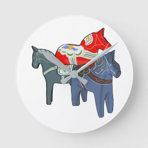 Dala Horses Square Runde Wanduhr