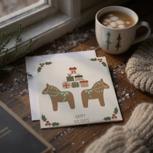 Dala-Pferd Skandinavische Weihnachtskarte Einladung