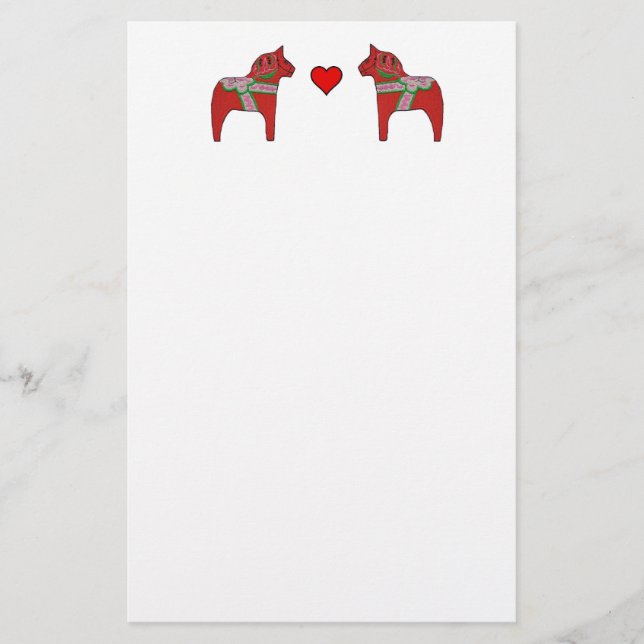 Dala Pferde und Herz stationär Briefpapier (Vorderseite)
