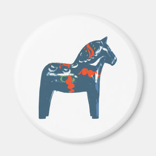 Dala Pferdeblaue moderne Kunst Schweden Magnet