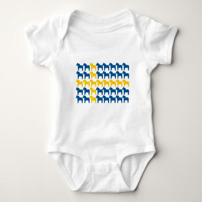 Dala Pferdeschweden-Flagge Baby Strampler (Vorderseite)