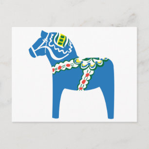 Dalahäst   Dala Pferd blau Postkarte