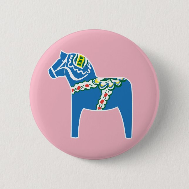 Dalahäst - Traditionelles schwedisches Dala-Pferd  Button (Vorderseite)