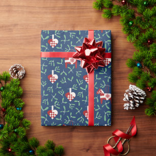 Dalahorse, erfreuliche Herzen und Mistleton Weihna Geschenkpapier