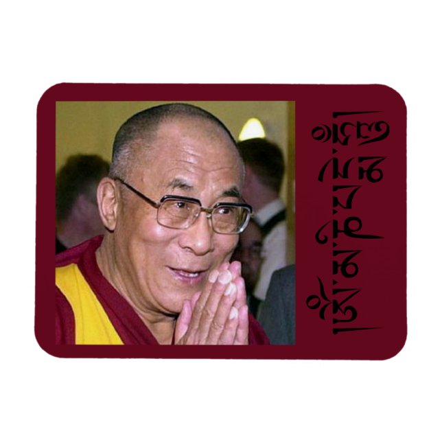Dalai Lama Gebet mit Om Mani Padme Hum Mantra Magnet (Horizontal)