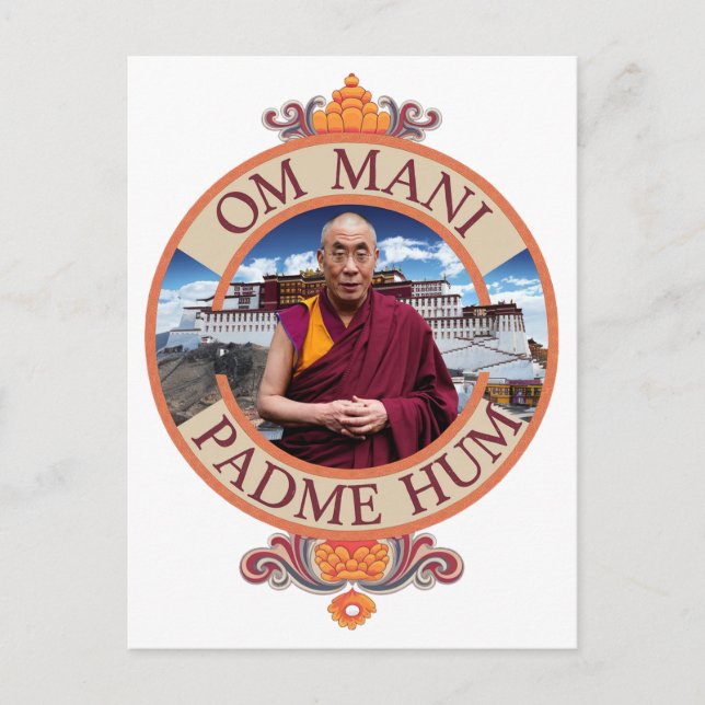 Dalai Lama Potala Palace Om Mani Padme Hum Postkarte (Vorderseite)