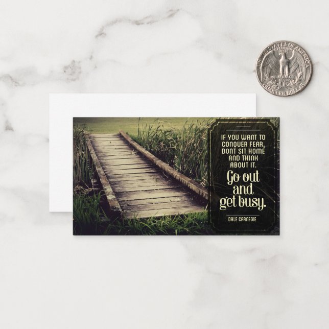 Dale Carnegie Inspiration Zitat "Get geschäftig" Mitteilungskarte (Vorderseite/Rückseite Beispiel)