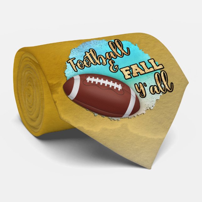 Dale Football & Fall Y'all on Yellow Neck Tie Krawatte (Gerollt)