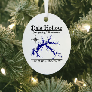 Dale Hollow Lake Kentucky Tennessee Karte Metall-O Ornament Aus Metall
