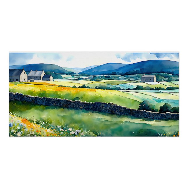 "Dalehaven" weite Landschaft Yorkshire Dales Scene Poster (Vorderseite)