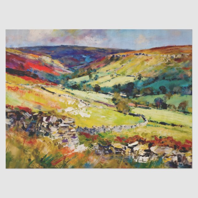 "Dales in Bloom" - Eine Yorkshire-Landschaft Seidenpapier (Vorderseite)