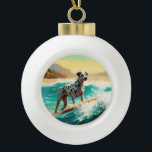 Dalformation Beach Surfgrafieren Keramik Kugel-Ornament<br><div class="desc">Tauchen Sie ein in die spielerische Welt des Kaninchen-Abenteuers mit diesem faszinierenden Bild. Ein gepflegter Hund geht zu den Wellen und reitet geschickt auf einem sonnengeküssten Strand. Das lebendige Kunstwerk vereint wunderbar das Wesentliche der Erregung am Strand, während der Hund furchtlos auf den Wellen reitet und den Geist von Spaß...</div>