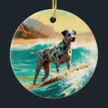 Dalformation Beach Surfgrafieren Keramik Ornament<br><div class="desc">Tauchen Sie ein in die spielerische Welt des Kaninchen-Abenteuers mit diesem faszinierenden Bild. Ein gepflegter Hund geht zu den Wellen und reitet geschickt auf einem sonnengeküssten Strand. Das lebendige Kunstwerk vereint wunderbar das Wesentliche der Erregung am Strand, während der Hund furchtlos auf den Wellen reitet und den Geist von Spaß...</div>